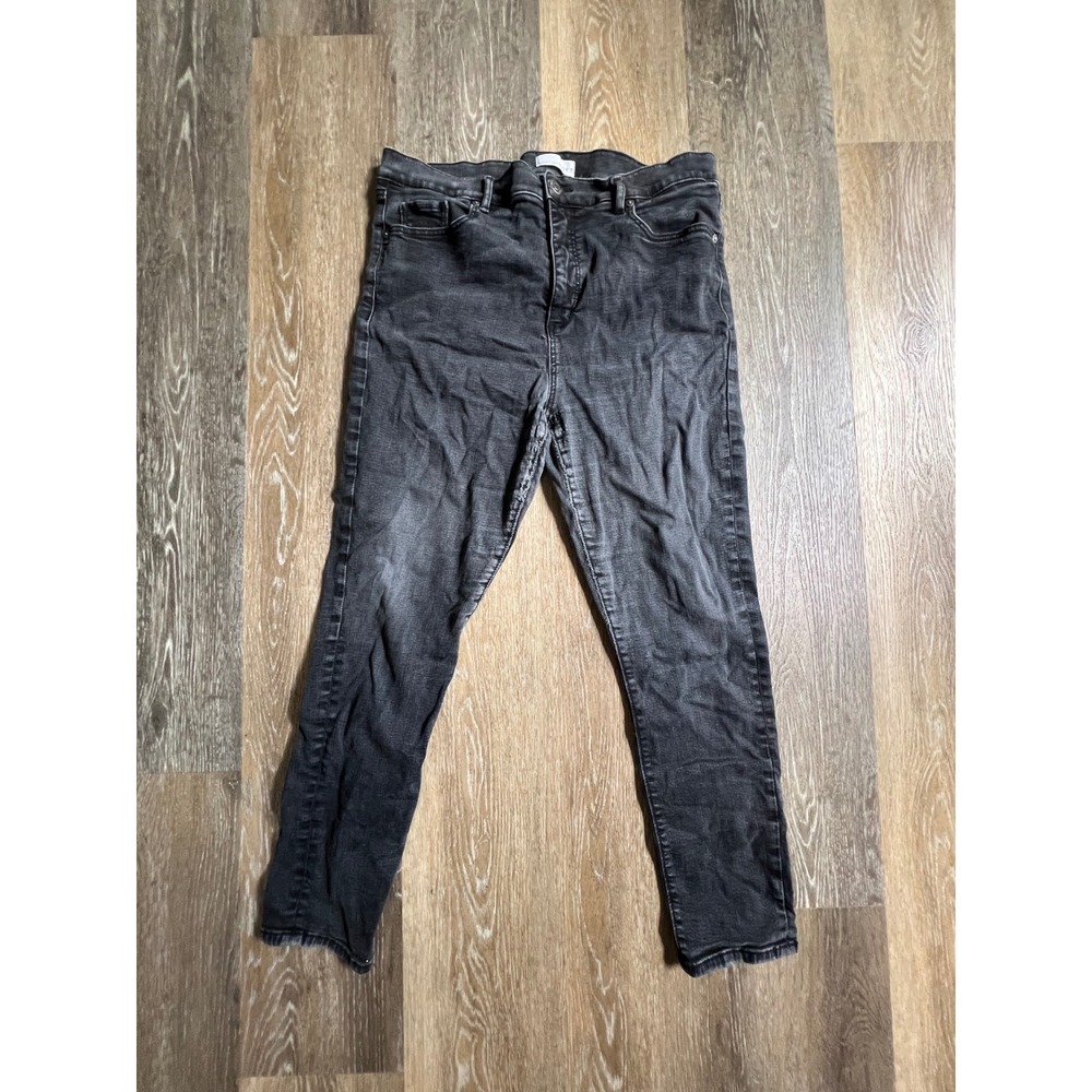 Loft Skinny Jeans Womens‎ 14/32 Black Faded High Rise Stretch Denim Pants